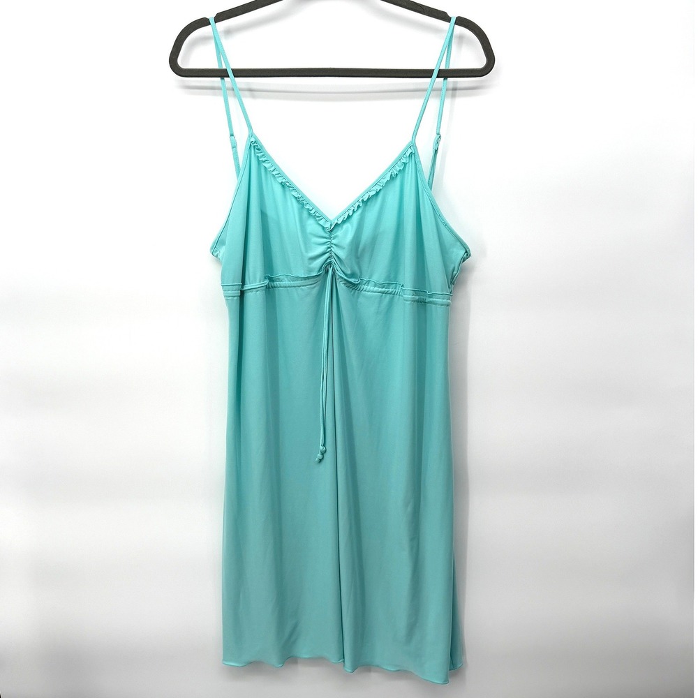 Simple Pleasures Nightgown Aqua Blue Ruffle Ruched Sleepwear Loungewear XL‎ NWT